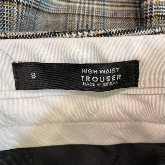 NWOT LOFT Plaid Gray High Rise Pants Trousers 8us Flare - Picture 3 of 15